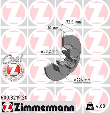 Tarcza hamulcowa ZIMMERMANN 600.3219.20