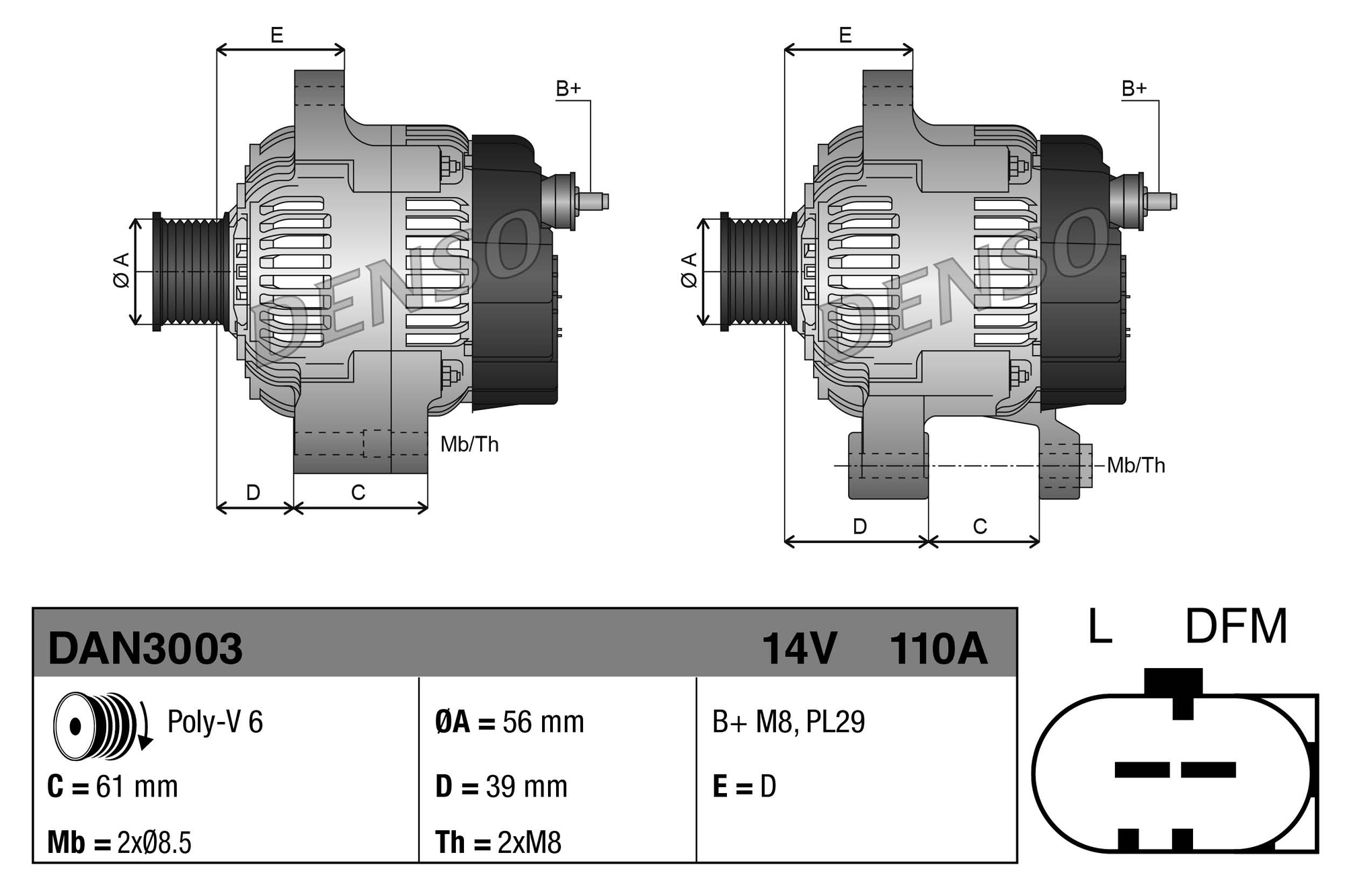 Alternator DENSO DAN3003