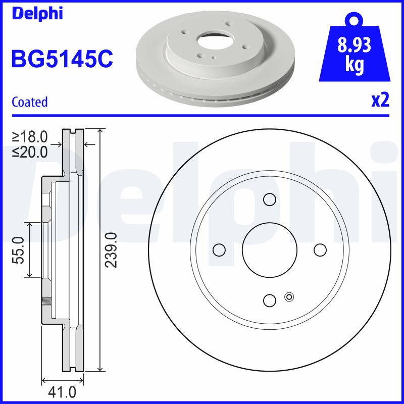 Tarcza hamulcowa DELPHI BG5145C