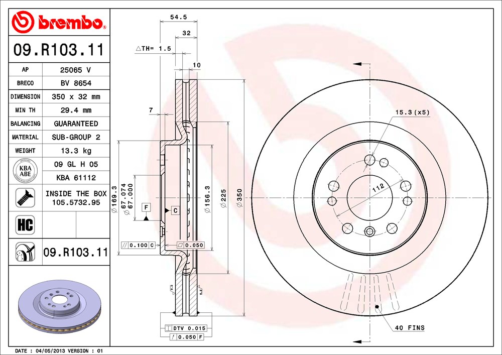 Tarcza hamulcowa BREMBO 09.R103.11