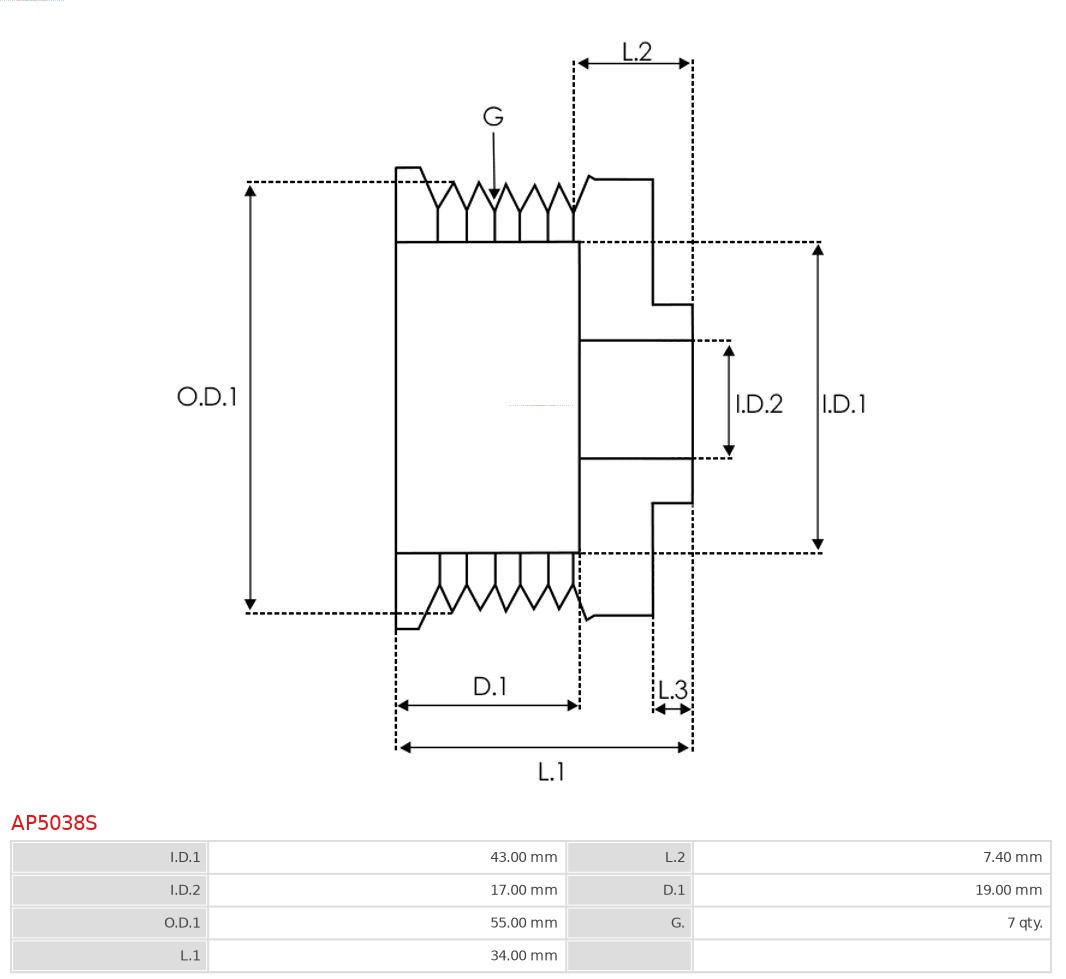 Koło pasowe, alternator AS-PL AP5038S