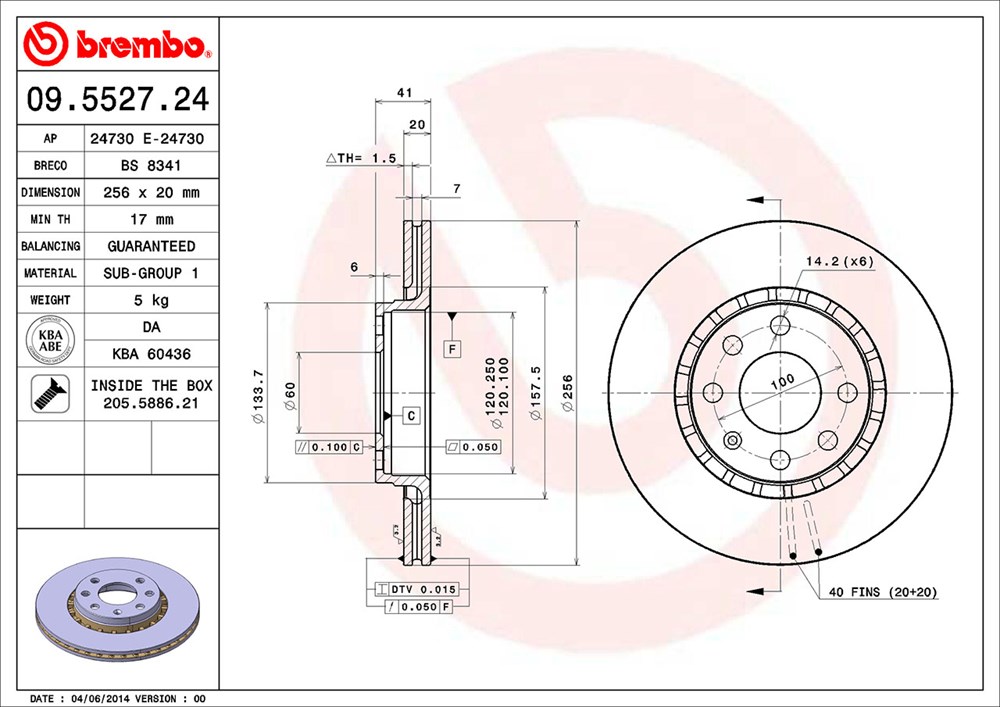 Tarcza hamulcowa BREMBO 09.5527.24
