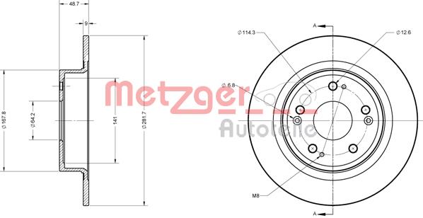 Tarcza hamulcowa METZGER 6110426