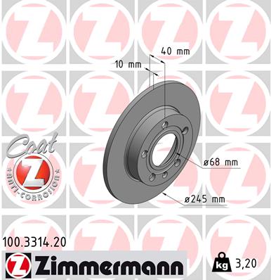 Tarcza hamulcowa ZIMMERMANN 100.3314.20