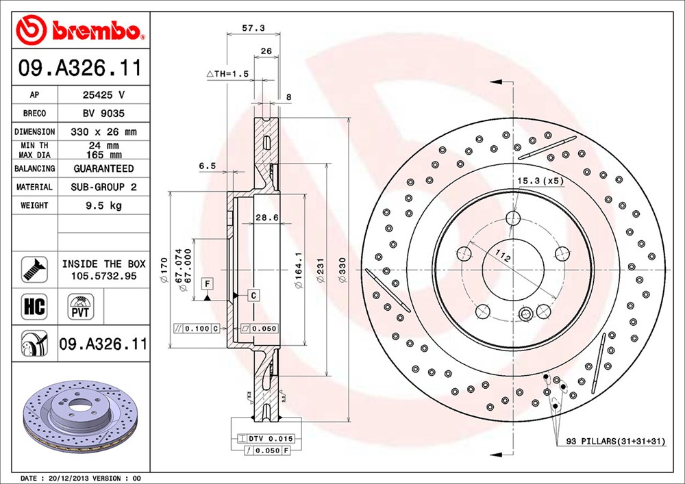 Tarcza hamulcowa BREMBO 09.A326.11