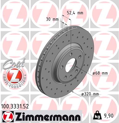 Tarcza hamulcowa ZIMMERMANN 100.3331.52