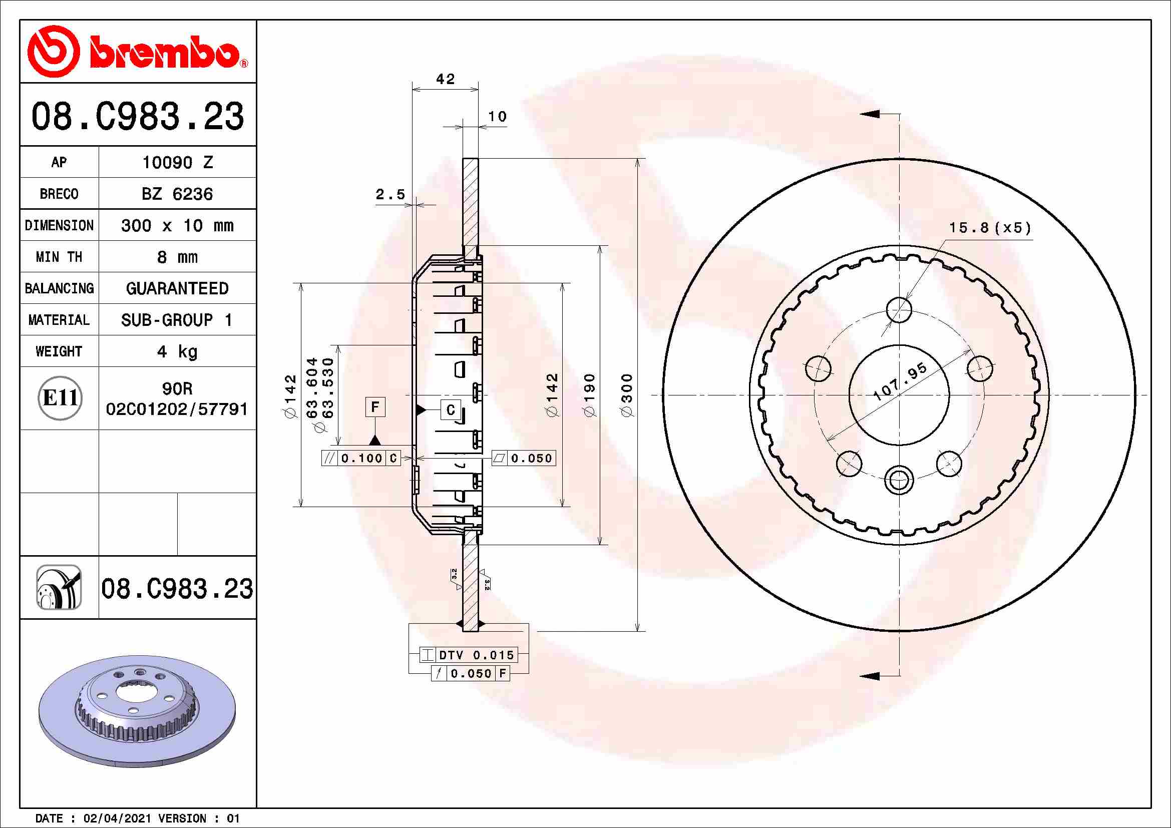 Tarcza hamulcowa BREMBO 08.C983.23