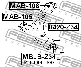 Tuleja wahacza FEBEST MAB-105