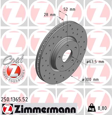 Tarcza hamulcowa ZIMMERMANN 250.1365.52