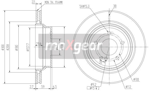 Tarcza hamulcowa MAXGEAR 19-1262