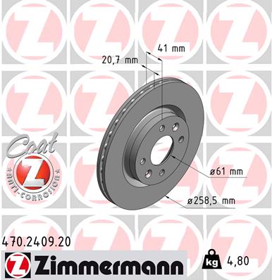 Tarcza hamulcowa ZIMMERMANN 470.2409.20