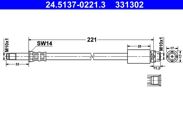 Przewód hamulcowy elastyczny ATE 24.5137-0221.3