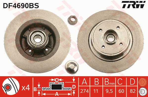 Tarcza hamulcowa TRW DF4690BS