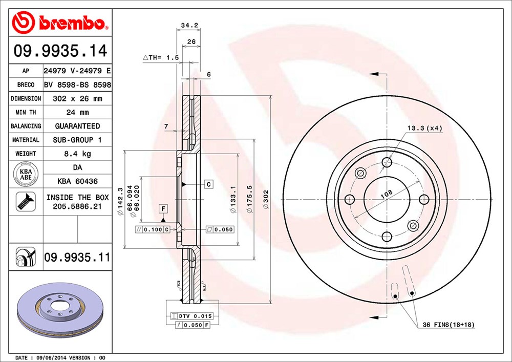 Tarcza hamulcowa BREMBO 09.9935.11