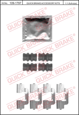 Zestaw akcesoriów montażowych  klocków hamulcowych QUICK BRAKE 109-1797