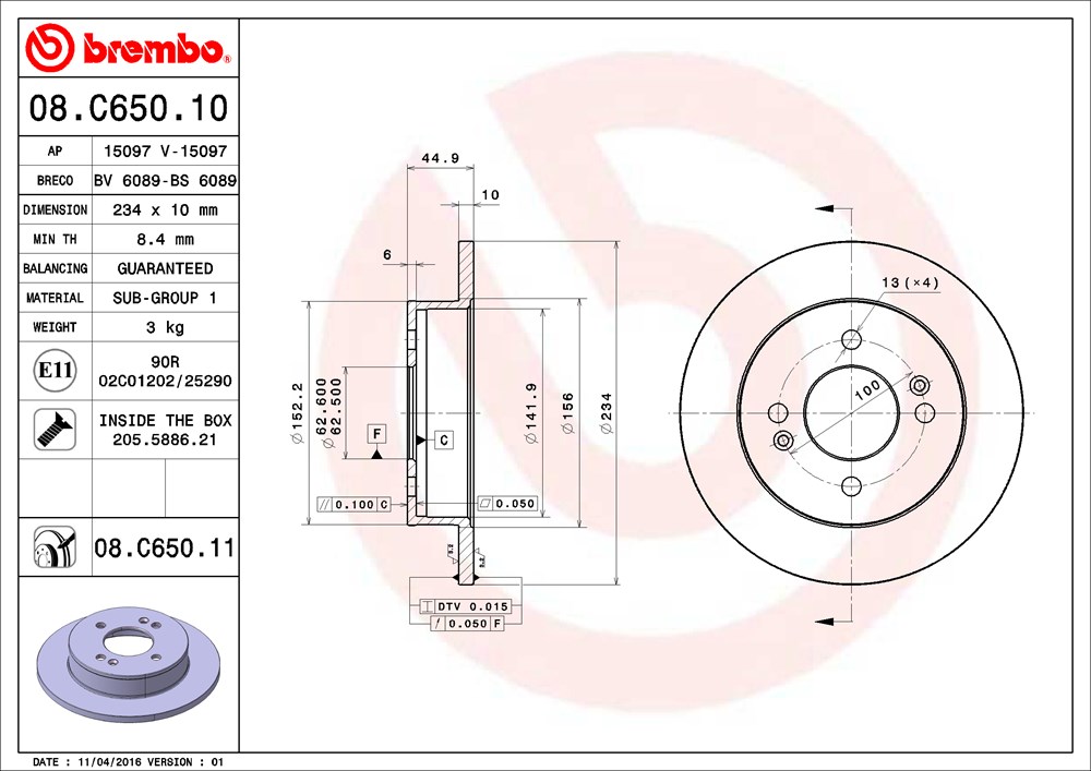 Tarcza hamulcowa BREMBO 08.C650.11