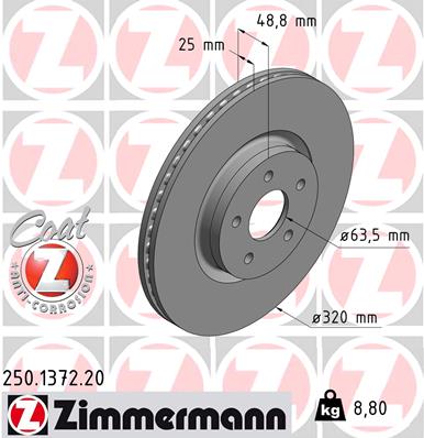 Tarcza hamulcowa ZIMMERMANN 250.1372.20