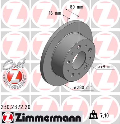 Tarcza hamulcowa ZIMMERMANN 230.2372.20