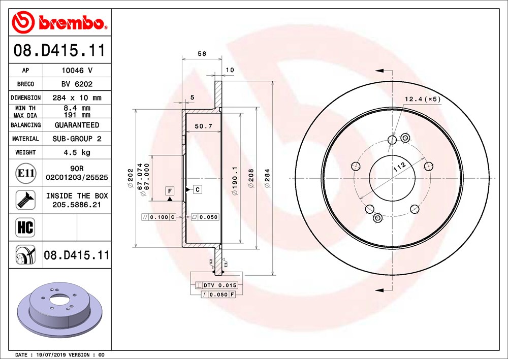 Tarcza hamulcowa BREMBO 08.D415.11