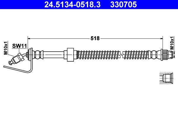 Przewód hamulcowy elastyczny ATE 24.5134-0518.3