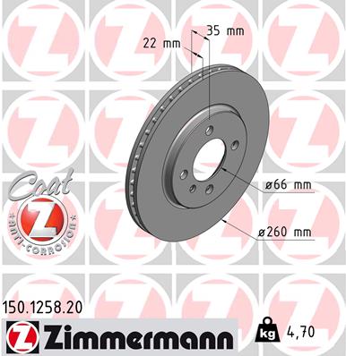 Tarcza hamulcowa ZIMMERMANN 150.1258.20