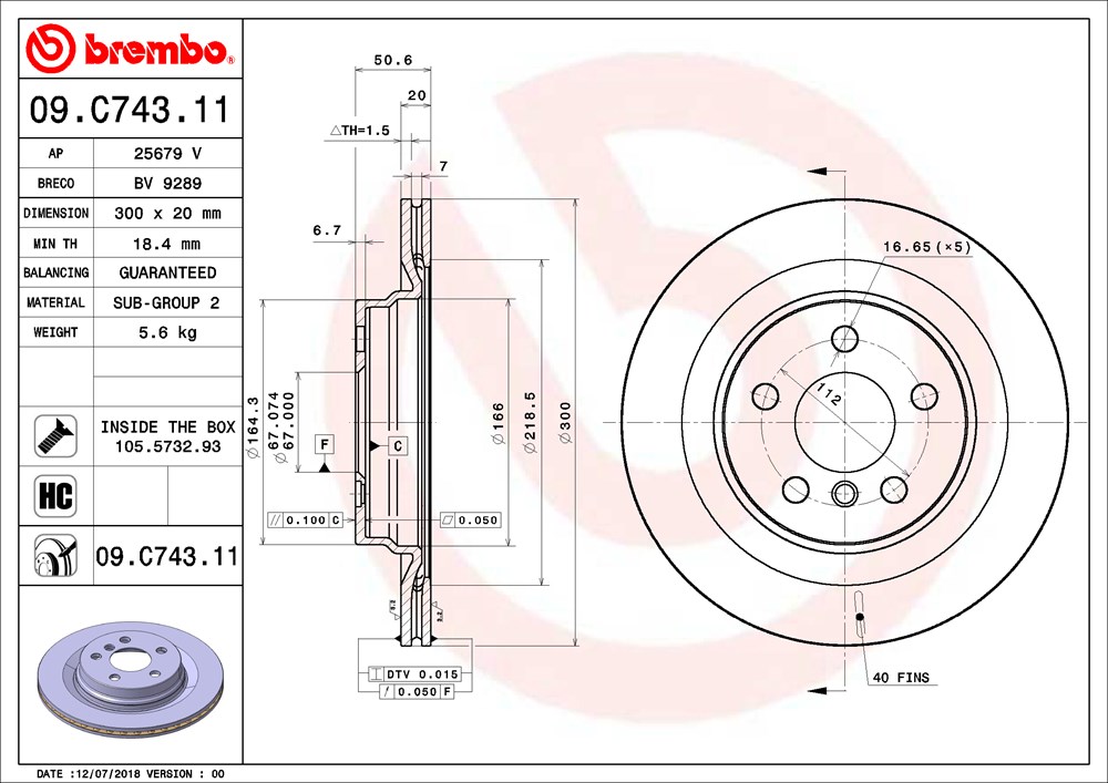 Tarcza hamulcowa BREMBO 09.C743.11