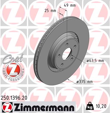 Tarcza hamulcowa ZIMMERMANN 250.1396.20