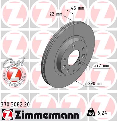 Tarcza hamulcowa ZIMMERMANN 370.3082.20