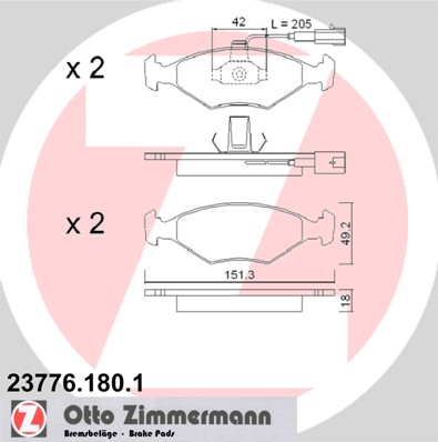 Klocki hamulcowe ZIMMERMANN 23776.180.1