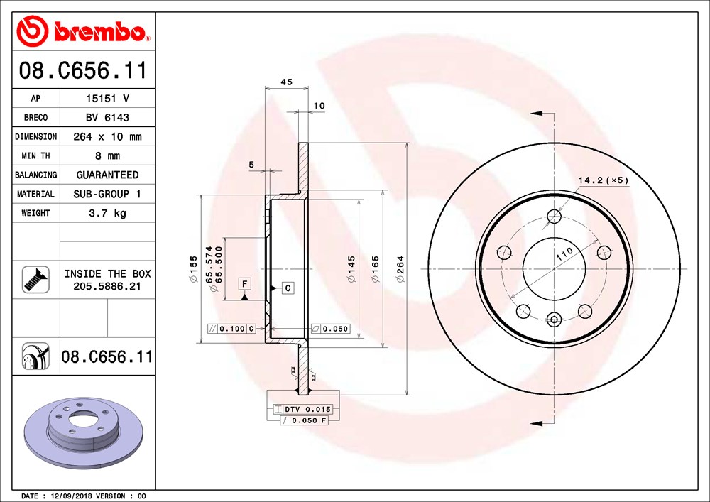Tarcza hamulcowa BREMBO 08.C656.11