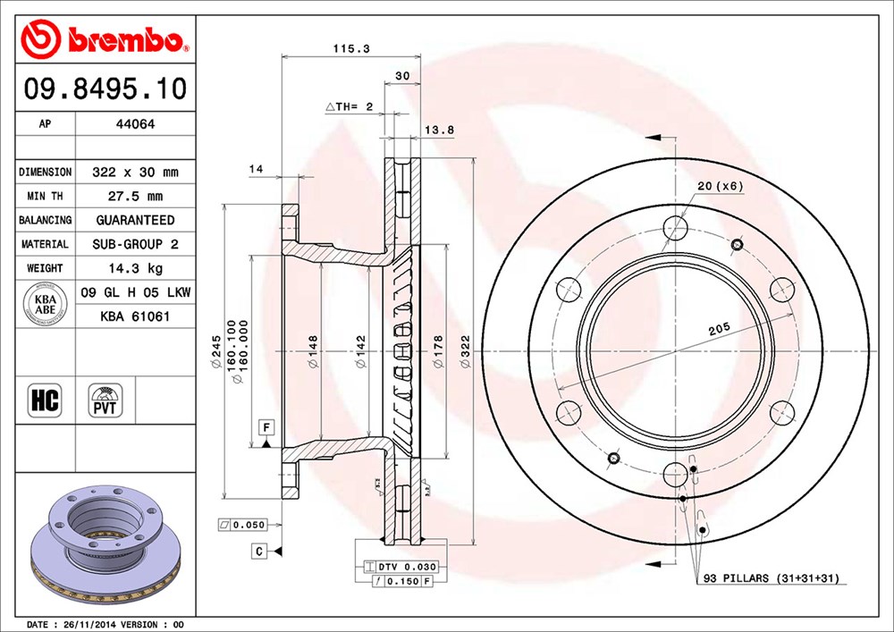 Tarcza hamulcowa BREMBO 09.8495.10