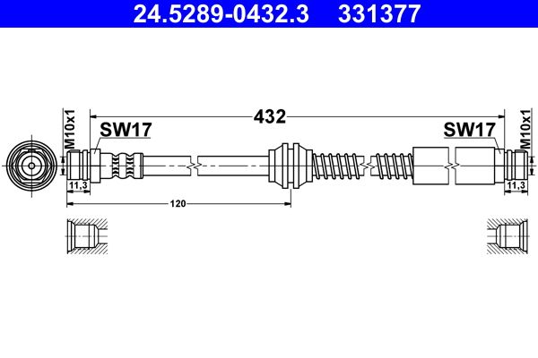 Przewód hamulcowy elastyczny ATE 24.5289-0432.3