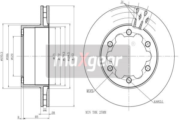 Tarcza hamulcowa MAXGEAR 19-1051