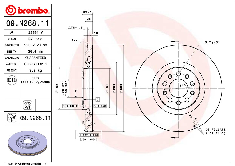 Tarcza hamulcowa BREMBO 09.N268.11