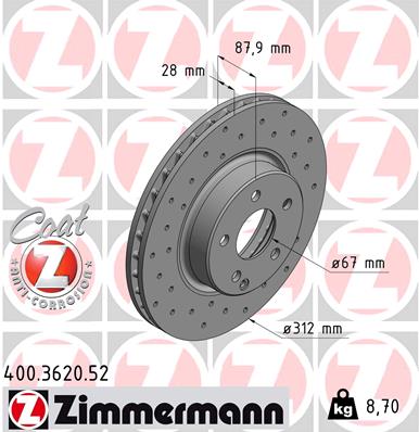 Tarcza hamulcowa ZIMMERMANN 400.3620.52