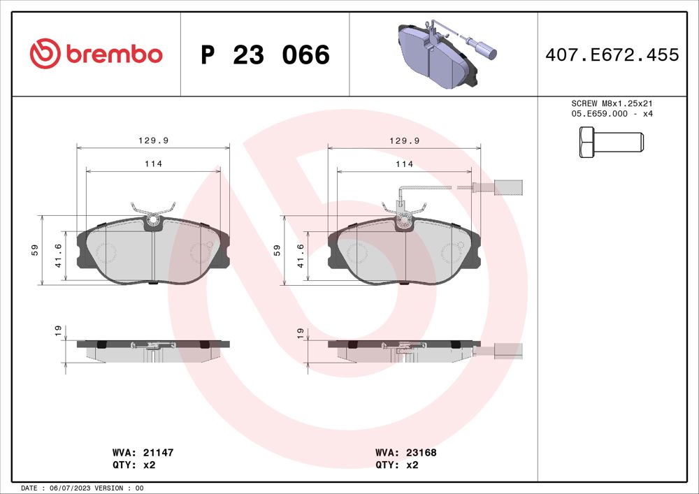 Klocki hamulcowe BREMBO P 23 066