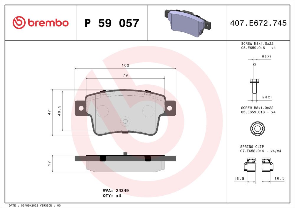 Klocki hamulcowe BREMBO P 59 057