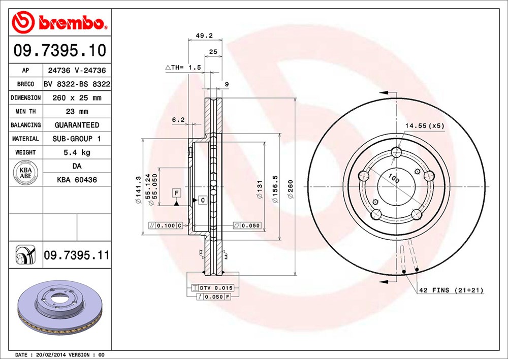 Tarcza hamulcowa BREMBO 09.7395.11