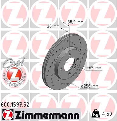 Tarcza hamulcowa ZIMMERMANN 600.1597.52