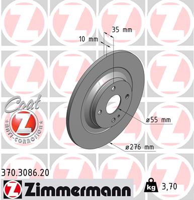 Tarcza hamulcowa ZIMMERMANN 370.3086.20