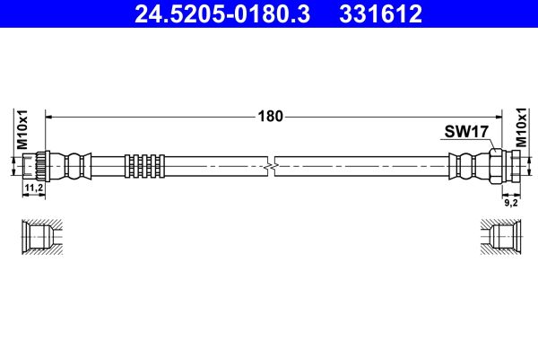 Przewód hamulcowy elastyczny ATE 24.5205-0180.3