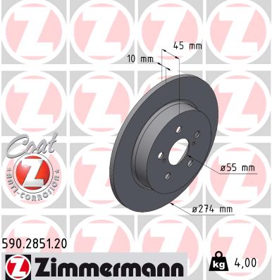 Tarcza hamulcowa ZIMMERMANN 590.2851.20