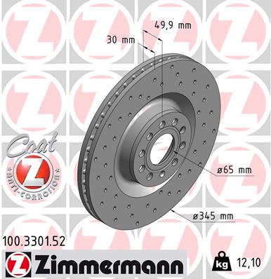 Tarcza hamulcowa ZIMMERMANN 100.3301.52