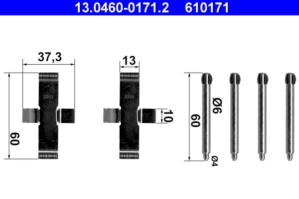 Zestaw akcesoriów montażowych  klocków hamulcowych ATE 13.0460-0171.2