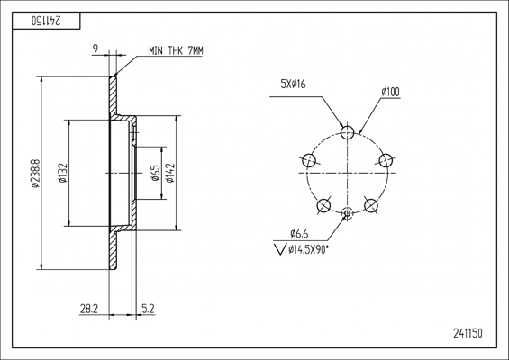 Tarcza hamulcowa HART 241 150