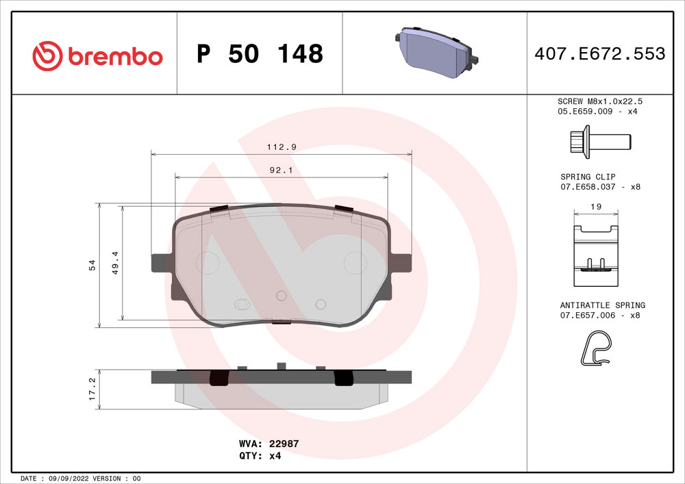 Klocki hamulcowe BREMBO P 50 148