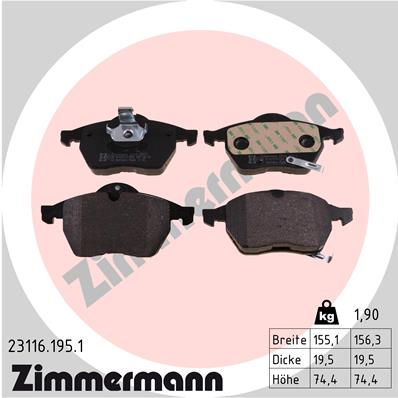 Klocki hamulcowe ZIMMERMANN 23116.195.1