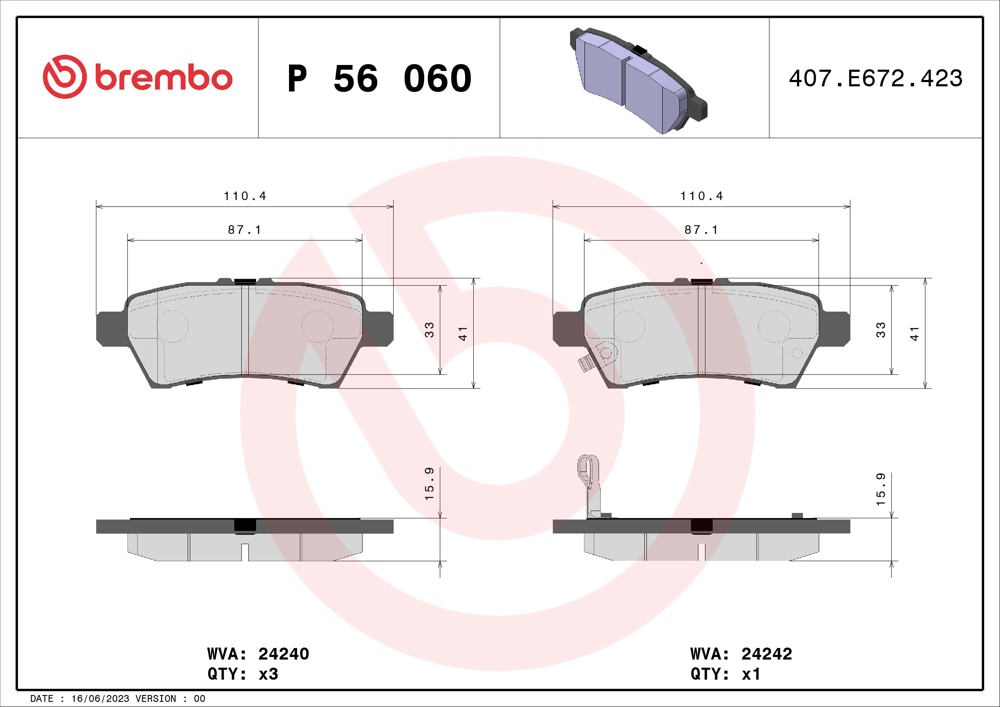 Klocki hamulcowe BREMBO P 56 060