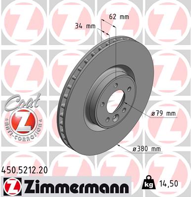 Tarcza hamulcowa ZIMMERMANN 450.5212.20