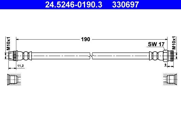 Przewód hamulcowy elastyczny ATE 24.5246-0190.3